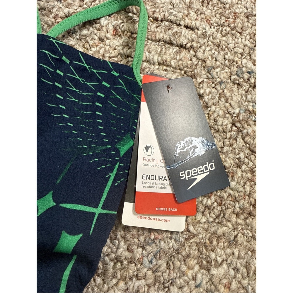 Speedo Endurance+ Racing Cut Swimsuit Women 20 One Back Competition Galactic - Picture 2 of 5